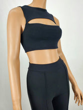 Load image into Gallery viewer, Open Front Sleeveless Crop Top (Black)
