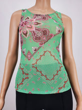 Load image into Gallery viewer, Green Print Mesh Tank Top
