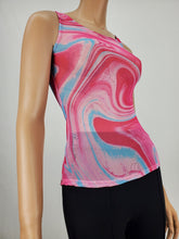 Load image into Gallery viewer, Pink Wave Print Mesh Tank Top
