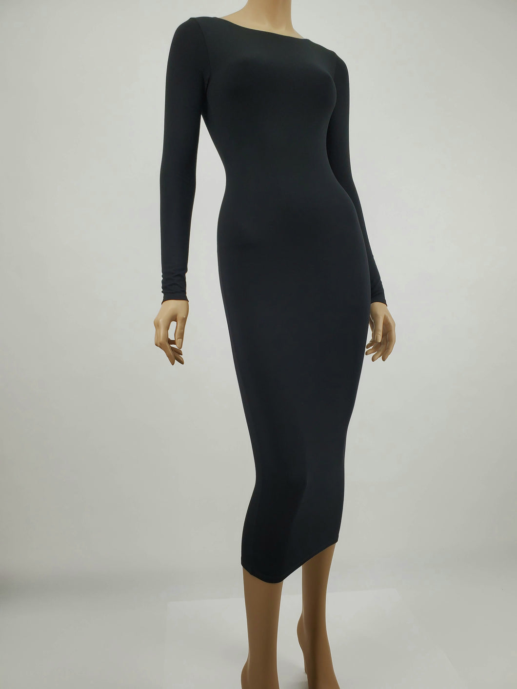 Long Sleeve Midi Dress (Black)