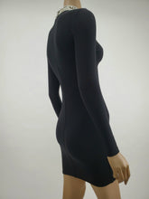 Load image into Gallery viewer, Long Sleeve Dress with Pearl Neckline (Black)
