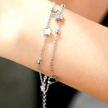 Load image into Gallery viewer, Layered Bracelets with Stars and Beads (Silver)

