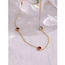 Load image into Gallery viewer, Colorful Cubic Zircon Steel Chain Necklace
