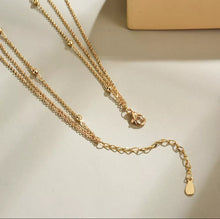 Load image into Gallery viewer, 3 Layer Gold Color Necklace with Rectangle/Round Pendant and Bead Necklace
