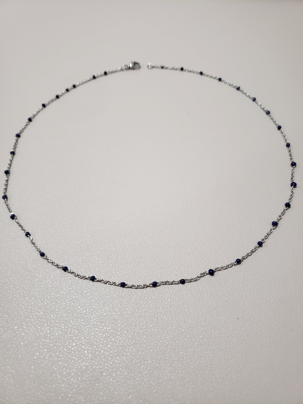 Stainless Steel Ball Bead Necklace   (Navy)