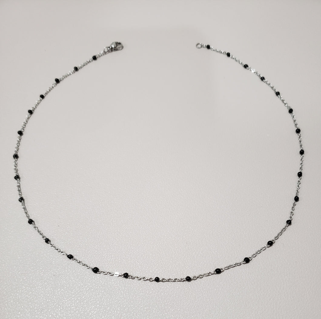 Stainless Steel Bead Ball Necklace  (Black)