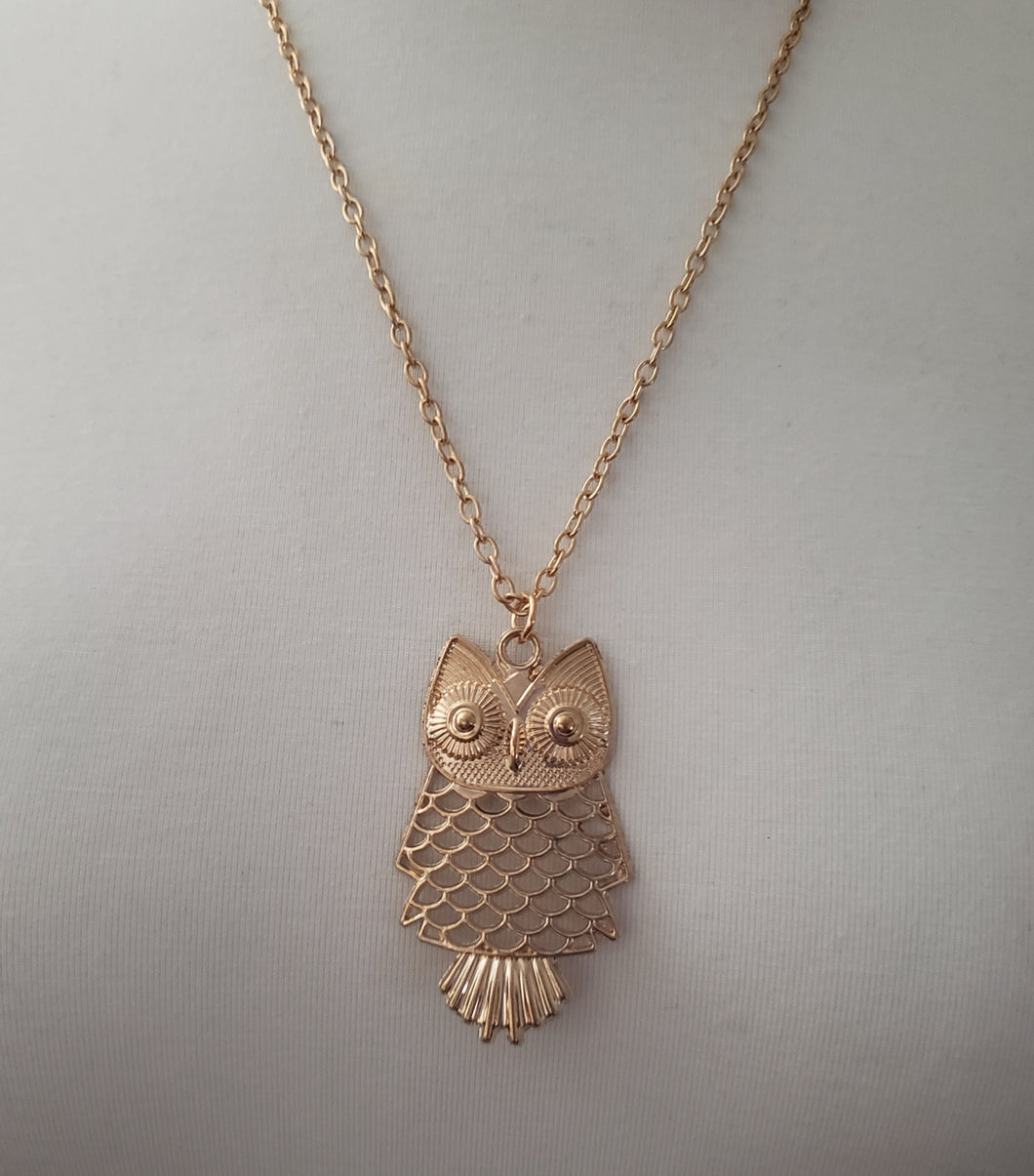 Owl Pendant Necklace Gold Color