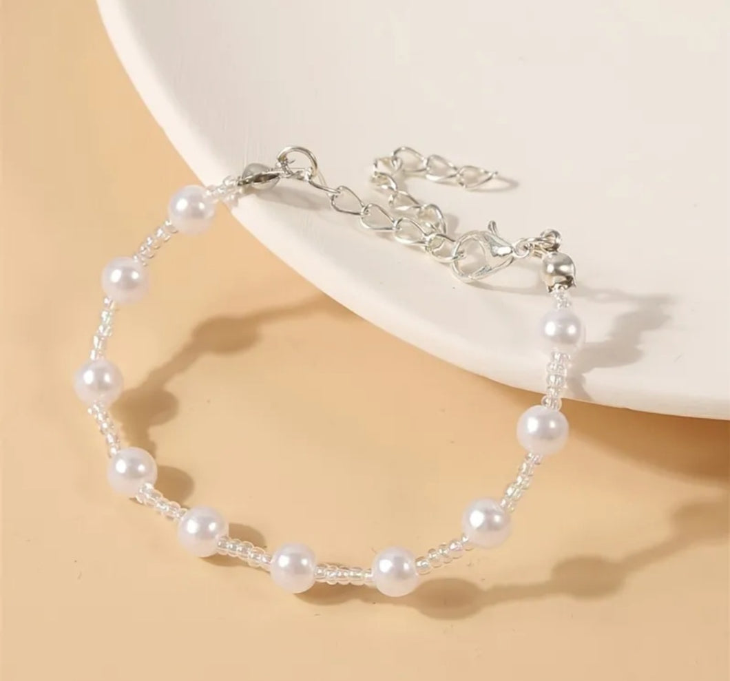 Beaded Faux Pearl Bracelet