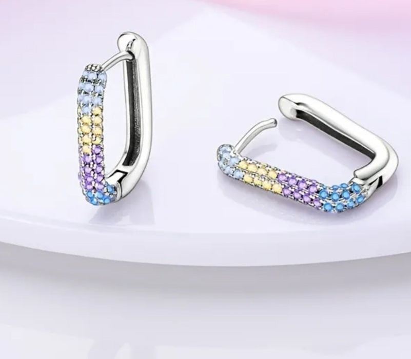 Geometric Colorful Cubic Zircon Earrings