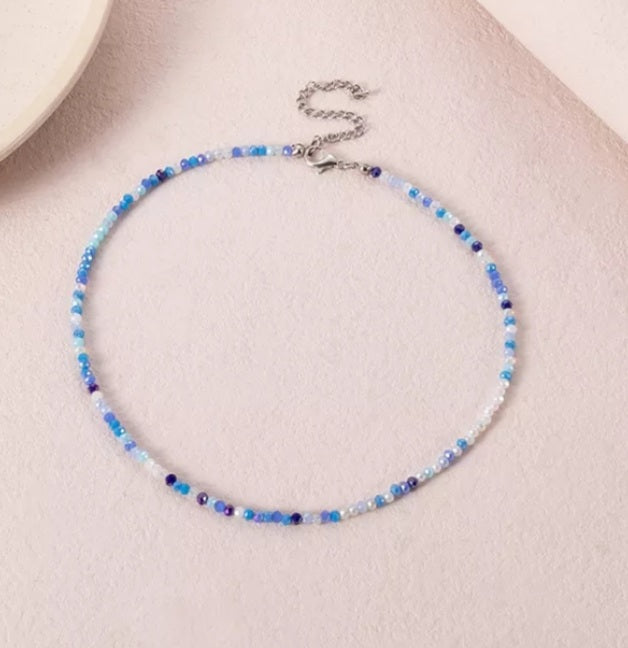 Bohemian Crystal Handmade Bead Necklace (Blue)