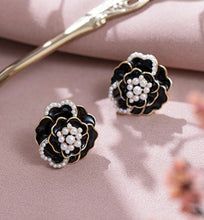 Load image into Gallery viewer, Camelia Pearl Flower Stud Earrings
