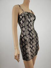 Load image into Gallery viewer, Spaghetti Strap Snake Print Mini Dress (Black/Gold)
