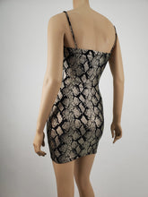 Load image into Gallery viewer, Spaghetti Strap Snake Print Mini Dress (Black/Gold)
