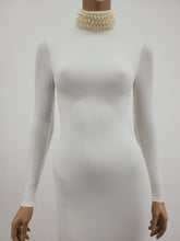 Load image into Gallery viewer, Long Sleeve Dress With Pearl Neckline (White)
