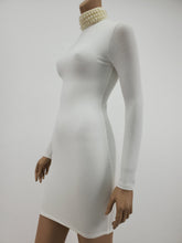 Load image into Gallery viewer, Long Sleeve Dress With Pearl Neckline (White)
