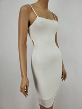 Load image into Gallery viewer, Back Cut Out Midi Dress with Adjustable Spaghetti Strap (White)
