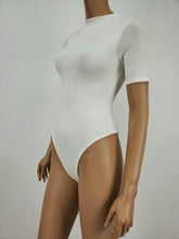 Load image into Gallery viewer, Short Sleeve Mock Neck Bodysuit (White)
