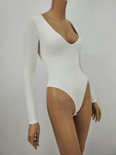 Load image into Gallery viewer, Long Sleeve V-Neck Bodysuit (White)
