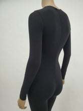 Load image into Gallery viewer, Long Sleeve Mock Neck Back Zipper Jumpsuit (Black)
