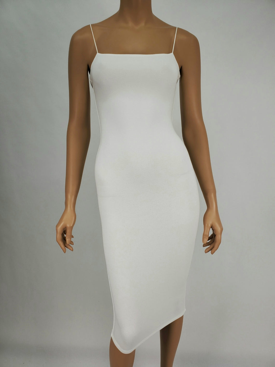 Elastic Strap Midi Dress (White)