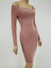Load image into Gallery viewer, Long Sleeve Off Shoulder with Strap Dress (Mauve)
