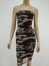 Load image into Gallery viewer, Bodycon Mesh Tube Dress (BlackPink Camouflage)
