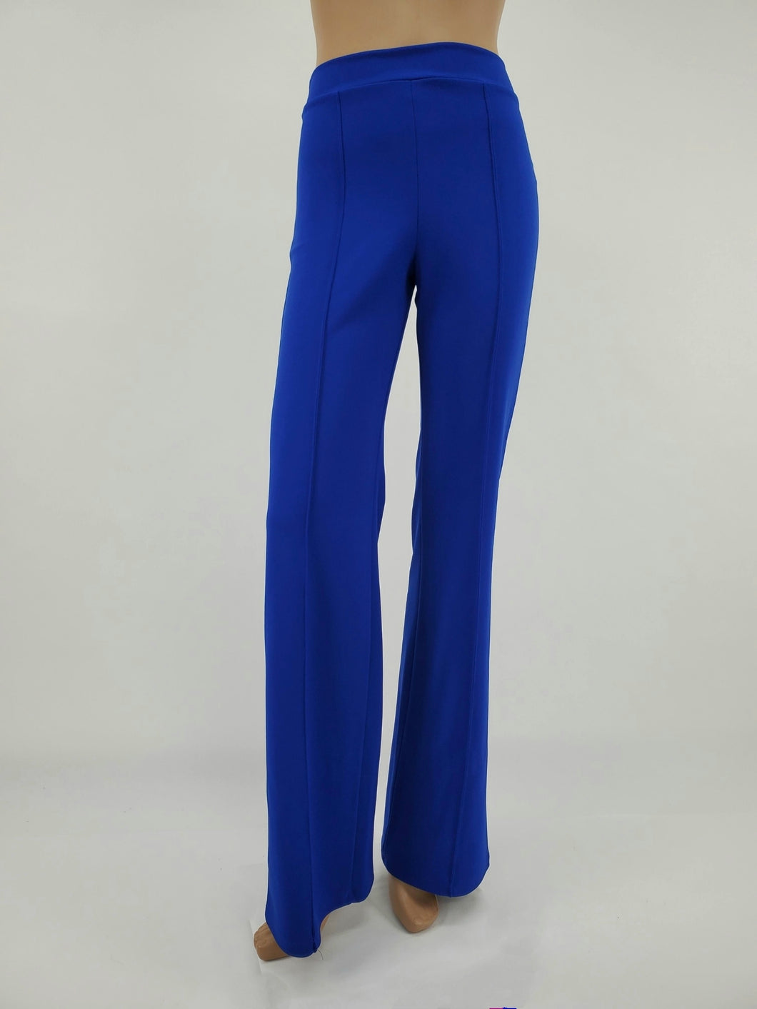 High Waist Front Pintuck Pants with Zipper (Royal Blue)