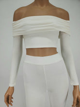 Load image into Gallery viewer, Off Shoulder Long Sleeve Crop Top (White)
