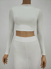 Load image into Gallery viewer, Long Sleeve Mock Neck Crop Top (White)
