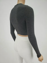 Load image into Gallery viewer, Long Sleeve Mock Neck Crop Top (Charcoal)
