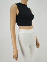 Load image into Gallery viewer, Sleeveless Mock Neck Crop Top (Black)
