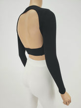 Load image into Gallery viewer, Backless Long Sleeve Mock Neck Crop Top (Black)

