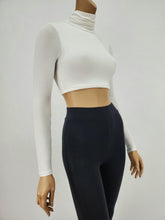 Load image into Gallery viewer, Turtleneck Long Sleeve Crop Top (White)
