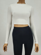 Load image into Gallery viewer, Backless Long Sleeve Mock Neck Crop Top (White)

