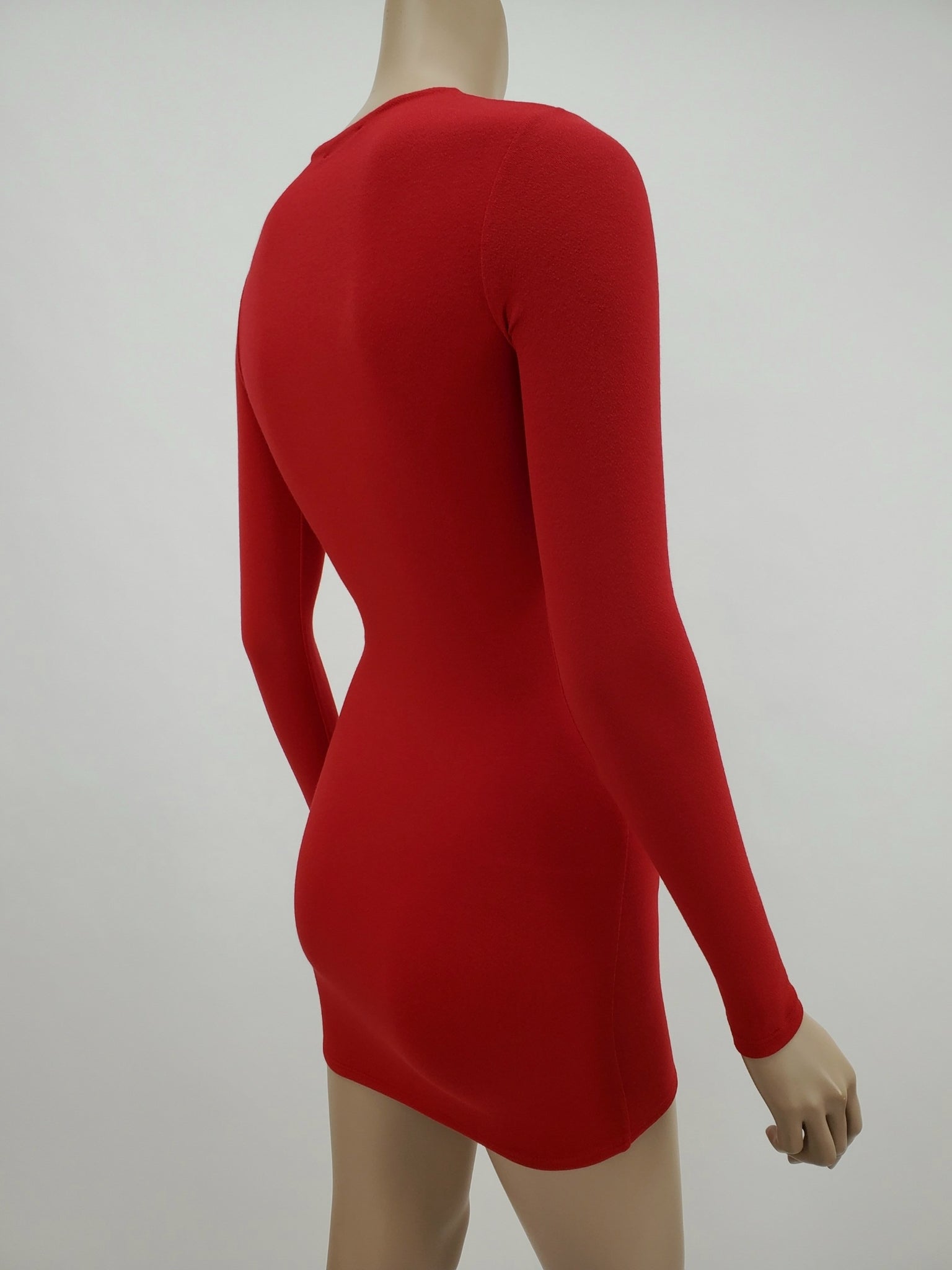 long sleeve cut out mini dress in brick long sleeve a-line mini dress in brick Casual Chills Long Sleeve Slit Mini Dress