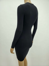 Load image into Gallery viewer, Long Sleeve Mock Neck Mini Dress (Black)
