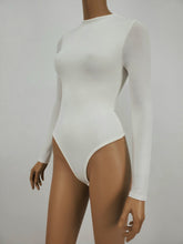 Load image into Gallery viewer, Long Sleeve Mock Neck Bodysuit (White)
