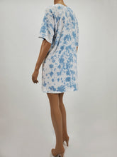 Load image into Gallery viewer, Oversized Tie-Dye T-Shirt Dress (Blue/White)
