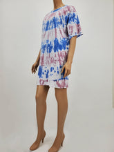 Load image into Gallery viewer, Oversized Tie-Dye T-Shirt Dress (Blue/Mauve)
