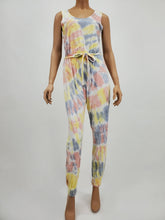 Load image into Gallery viewer, Tie-Dye Jogger Jumpsuit (Mauve/Yellow/Gray)
