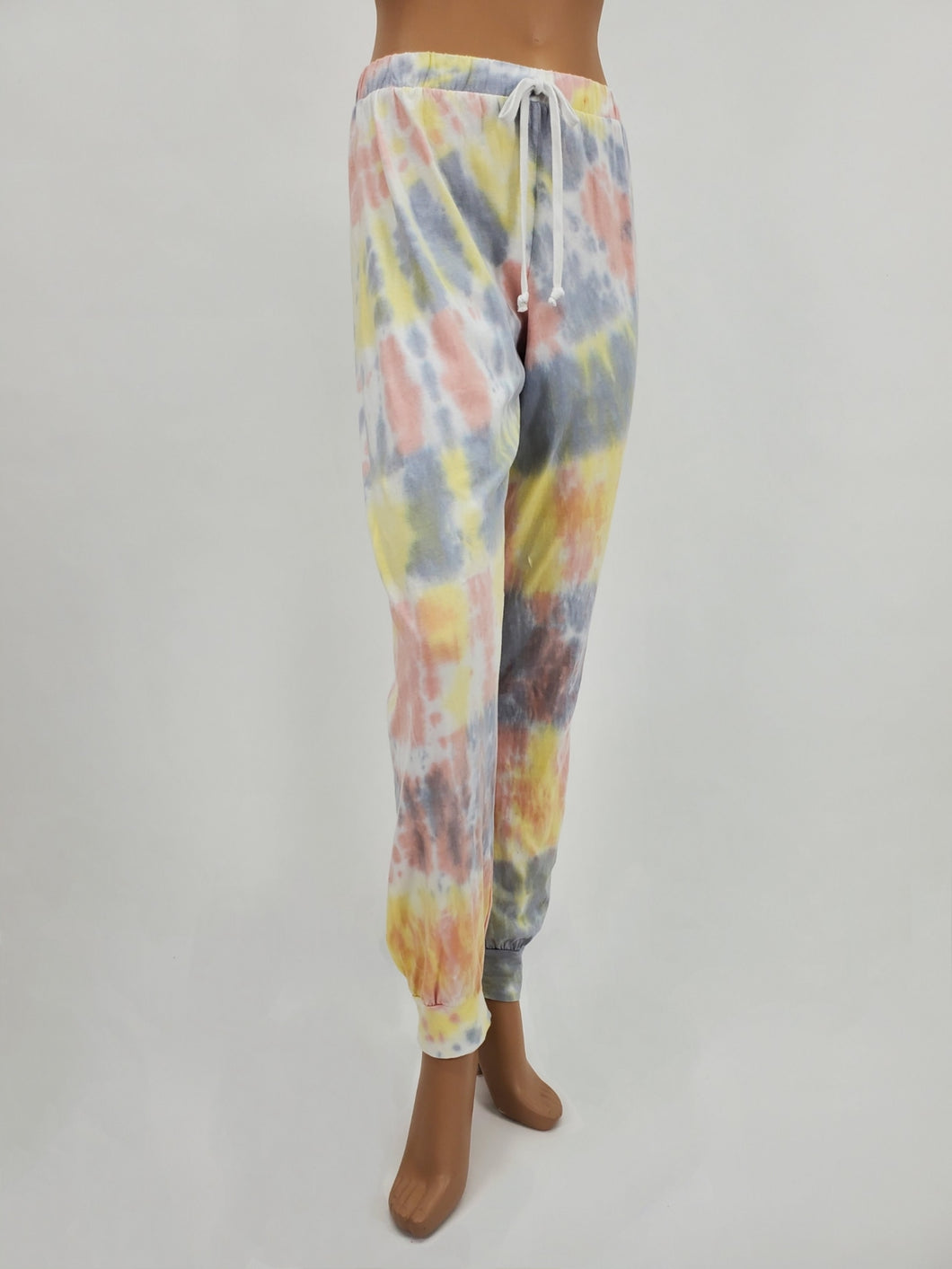 Tie-Dye Jogger Pants (Gray/Yellow/Mauve)