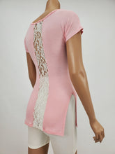 Load image into Gallery viewer, Round Neck Dolman Top with Back Lace Trim (Blush)
