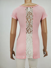 Load image into Gallery viewer, Round Neck Dolman Top with Back Lace Trim (Blush)
