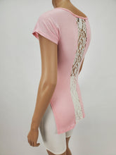Load image into Gallery viewer, Round Neck Dolman Top with Back Lace Trim (Blush)
