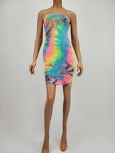 Load image into Gallery viewer, Bodycon Tie Dye Tube Dress (Pink/Yellow/Blue)
