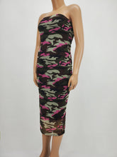 Load image into Gallery viewer, Bodycon Mesh Tube Dress Plus Size (Black/Pink/Camouflage
