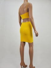 Load image into Gallery viewer, Spaghetti Strap Crop Top and Skirt Set (Yellow)
