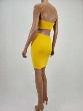 Load image into Gallery viewer, Spaghetti Strap Crop Top and Skirt Set (Yellow)
