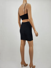 Load image into Gallery viewer, Spaghetti Strap Crop Top and Skirt Set (Black)
