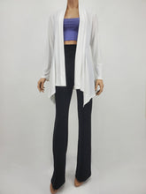 Load image into Gallery viewer, Asymmetrical Hem Long Sleeve Open Cardigan with Elastic Back Shirring  (White)
